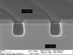 The 150 nm trenches after 60 secs.