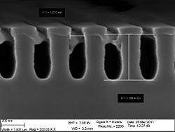 The 60 nm trenches after 120 secs.