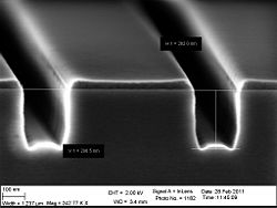 The 150 nm trenches