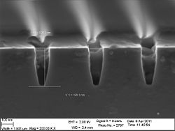 The 90 nm trenches etched 180 seconds