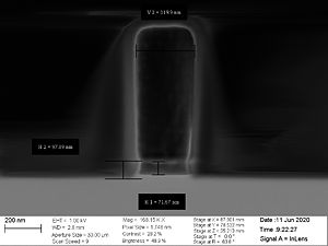 75% load, 1600 nm pitch, barc has been etched with a little undercut