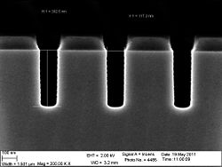 The 90 nm trenches etched 96 seconds