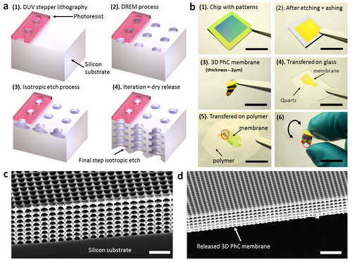 3D silicon photonic crystal membranes.