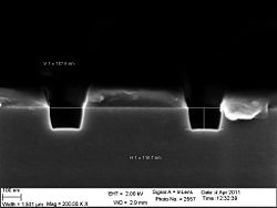 The 150 nm trenches etched 60 seconds