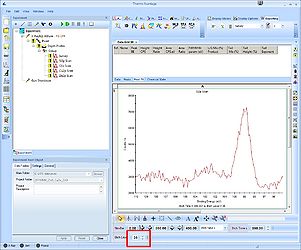 Etch level 35: Both the oxide and the bulk peak are visible and clearly separated.