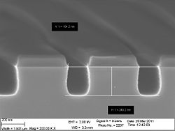 The 120 nm trenches after 60 secs.