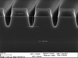 The 90 nm trenches etched 180 seconds