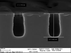 The 150 nm trenches after 120 secs.