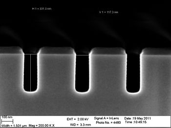 The 90 nm trenches etched 120 seconds