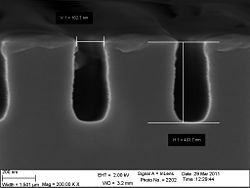 The 120 nm trenches after 120 secs.