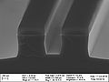 Two 1 µm wide line structure, 500 nm gap, tetch=2 min